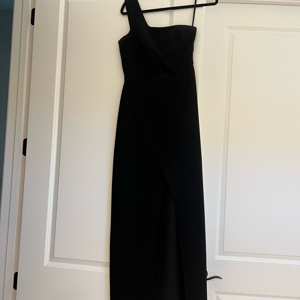 BCBG one shoulder cutout black tie dress - Picture 2 of 3